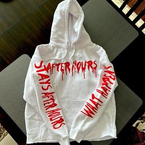 The Weeknd x VLONE What Happens After Hours Stays Pullover Hoodie White Medium